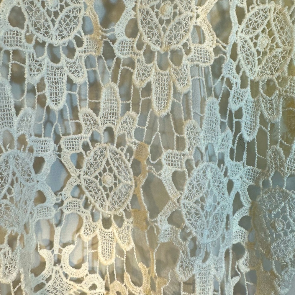 Derek Heart Women Blouse Front Lace Short Sleeves Side Slits Cream Ivory Size XL - Picture 4 of 11